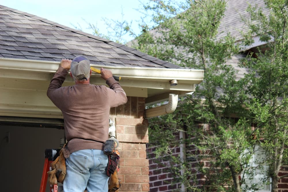 Roofline and gutter system on a residential home